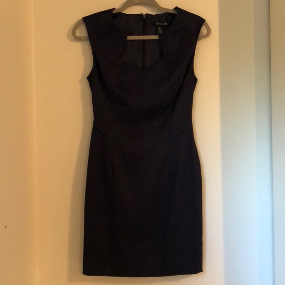 Dark Jean Lined V-Neck Dress [ Forever 21] - Picture 2 of 8